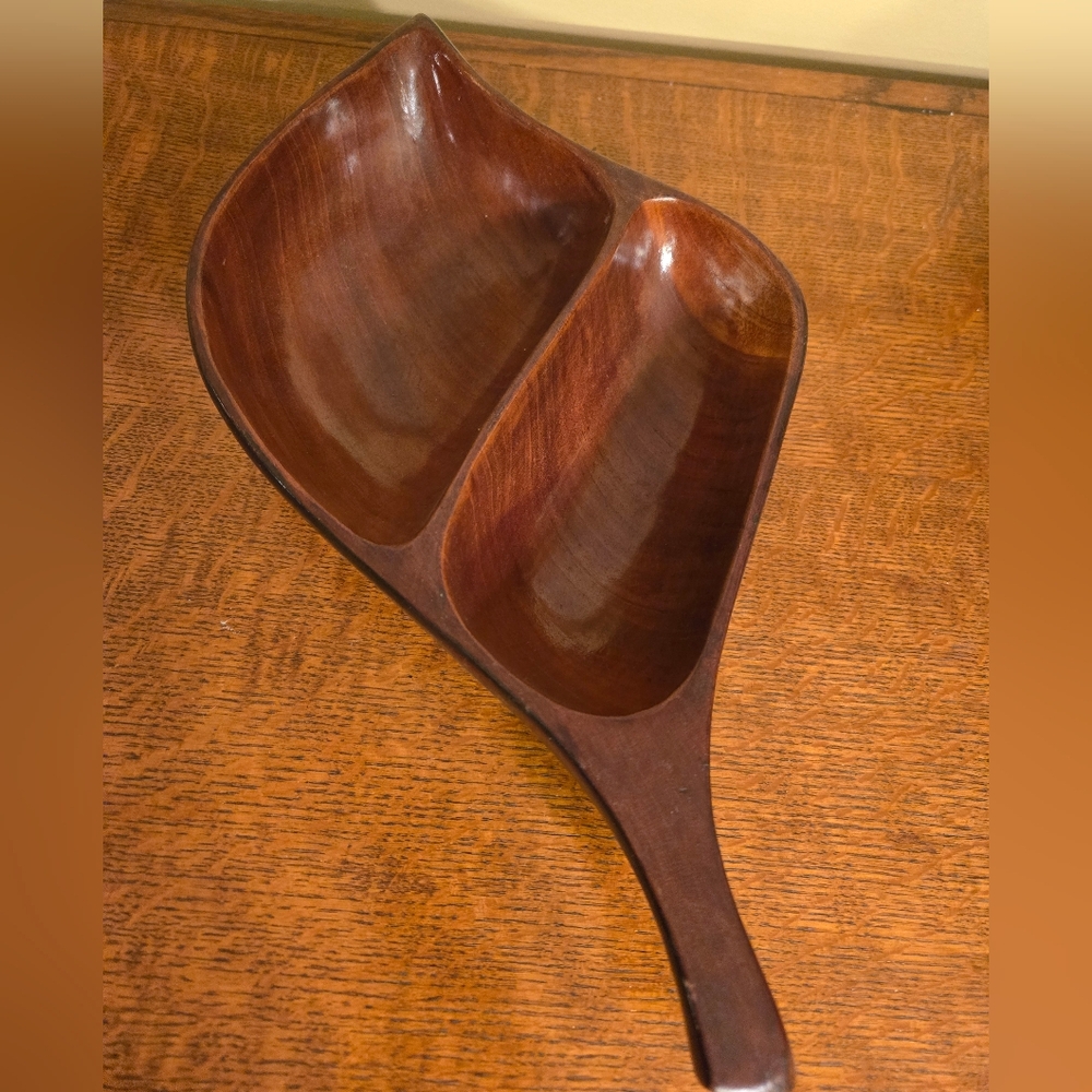 Vintage Monkeypod Divided Serving Dish.